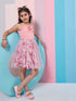 Girl's Floral Printed Woollen Fit Flare Pink Dress Effortlessly Stylish and Cozy for Trendy Teens (d-rosesdigi)