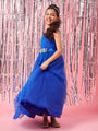 Girls Self Design Gathered Lace Fit & Flare Maxi Dress (d-royallace)