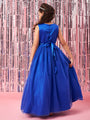 Girls Self Design Gathered Lace Fit & Flare Maxi Dress (d-royallace)