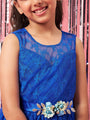 Girls Self Design Gathered Lace Fit & Flare Maxi Dress (d-royallace)