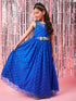 Girls Self Design Gathered Lace Fit & Flare Maxi Dress (d-royallace)