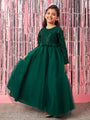 Girls Embellished Sequinned Fit & Flare Lace Maxi Dress (d-seqgown)