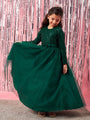 Girls Embellished Sequinned Fit & Flare Lace Maxi Dress (d-seqgown)