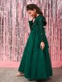 Girls Embellished Sequinned Fit & Flare Lace Maxi Dress (d-seqgown)
