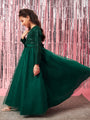 Girls Embellished Sequinned Fit & Flare Lace Maxi Dress (d-seqgown)