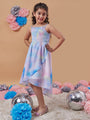 Girl's Tie Dye Shoulder Strap Georgette Fit Flare Midi Dress Stylish & Trendy For Every Occasion (d-shadedasy)