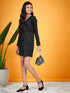 Girls Self Design V-Neck Sheen Bling & Sparkly Wrap Dress (d-shimblack)