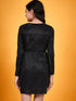 Girls Self Design V-Neck Sheen Bling & Sparkly Wrap Dress (d-shimblack)