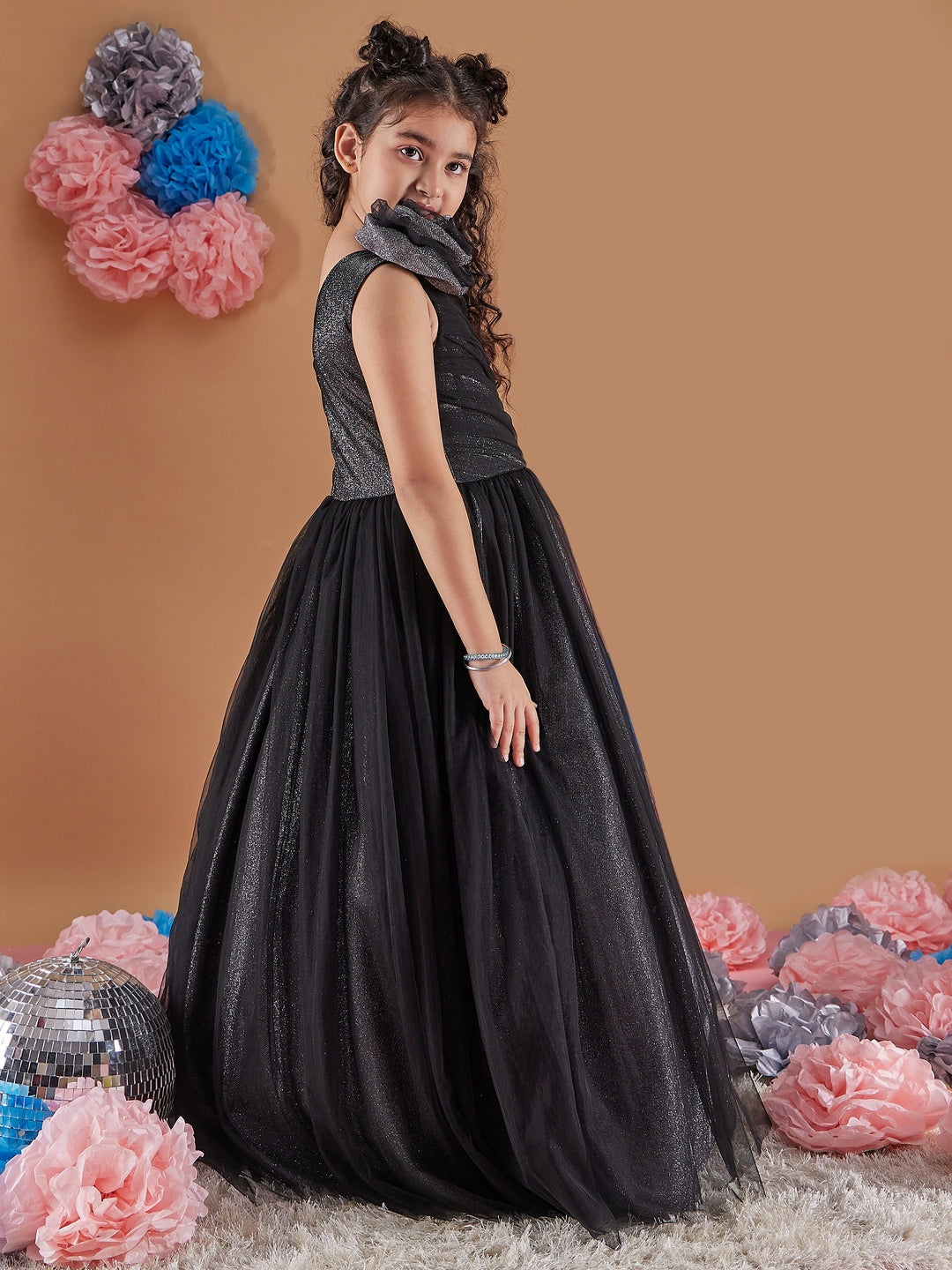 Girl's Self-Design Embellished Fit Flare Flared Maxi Dress Trandy Stylish for Every Occasion (d-shimgown)