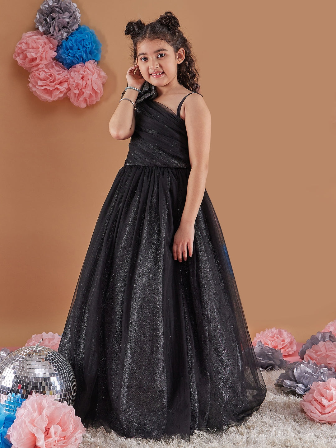 Girl's Self-Design Embellished Fit Flare Flared Maxi Dress Trandy Stylish for Every Occasion (d-shimgown)