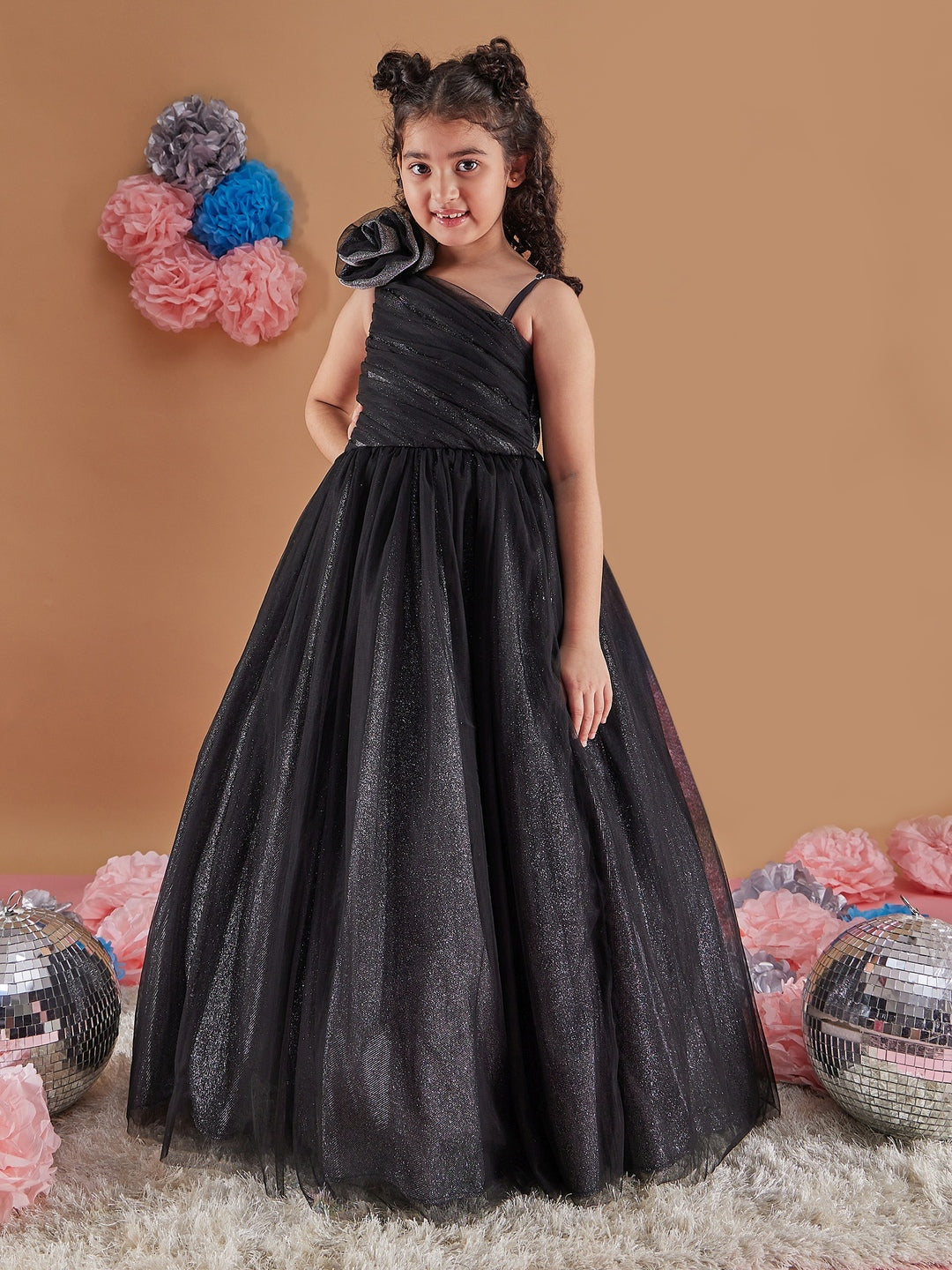 Girl's Self-Design Embellished Fit Flare Flared Maxi Dress Trandy Stylish for Every Occasion (d-shimgown)