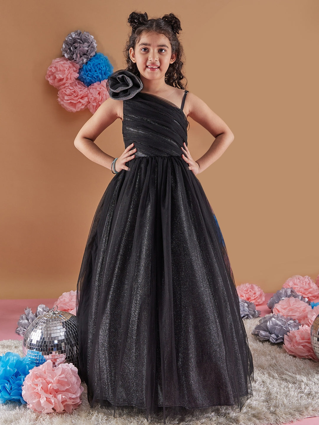 Girl's Self-Design Embellished Fit Flare Flared Maxi Dress Trandy Stylish for Every Occasion (d-shimgown)