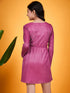 Girls Self Design V-Neck Sheen & Layered Wrap Dress (d-shimmagenta)