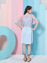 Stylish Girl's Self-Design Sleeveless Fit Flare Dress Blue Color Formal Wear Trendy Outfit Special Occasion Dress (d-sugarjacket)