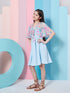 Stylish Girl's Self-Design Sleeveless Fit Flare Dress Blue Color Formal Wear Trendy Outfit Special Occasion Dress (d-sugarjacket)