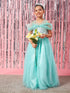 Girls Blue embellished maxi dress Round Neck Cold-Shoulder Gathered Party Wear Dress (d-turqdew)