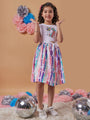 Girl's Graphic Printed Fit & Flare Dress Trendy and Expressive Fashion Perfect for Everday Wear (d-unistripe)