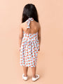 Girl's Blue and red conversational print fit & flare dress Halter neck Sleeveless Casual wear Dress (d-watermelon)