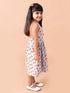 Girl's Blue and red conversational print fit & flare dress Halter neck Sleeveless Casual wear Dress (d-watermelon)