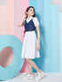 Girl's Puff Sleeves Fit Flare Dress White Color Effortless Perfect for Every Occasion (d-whitedenim)