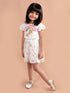 Pspeaches Girls White Unicorn Printed Fit Flare Net Dress (D-WHITE RAINBOW)