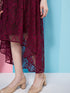 Girl's Round Neck Sleeveless Lace Fit Flare Maxi Purple Dress Fashionable & Trendy Wear (d-winelace)