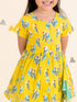 Girls Yellow Floral Printed Empire Pure Cotton Kurti with Dhoti Pants (Dh-Parrots)
