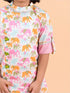 Pspeaches Kids-Boys Pink Floral Printed Pure Cotton Kurta With Trousers And Nehru Jacket (KP-PINK ELEPHANT)