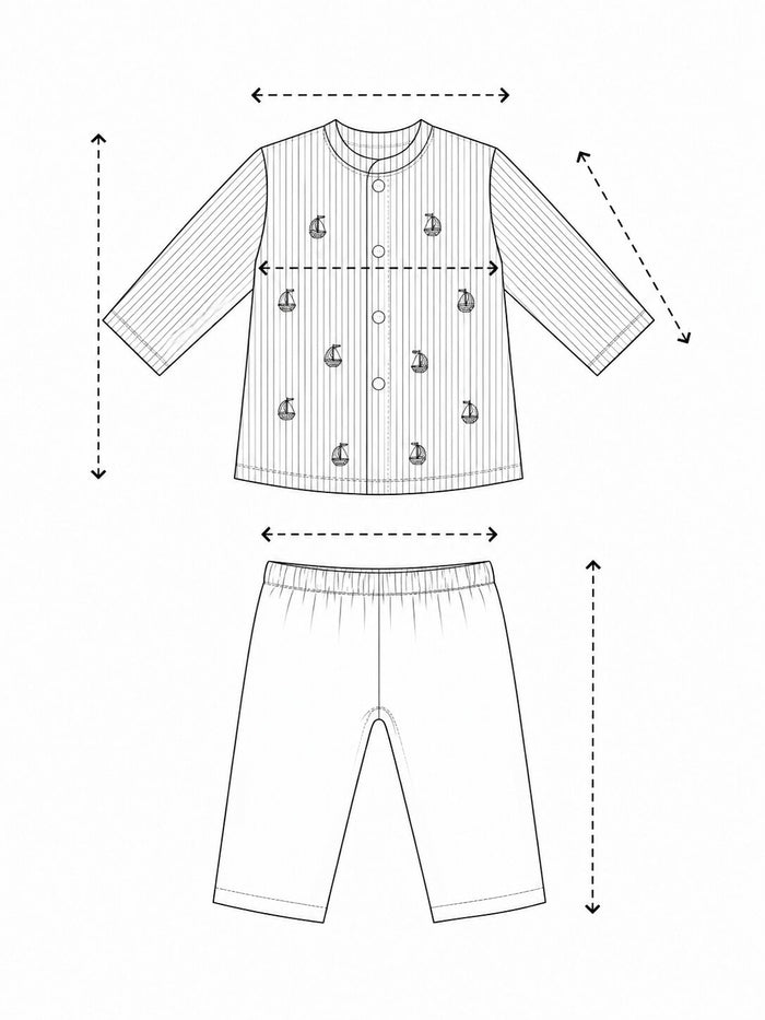 Pspeaches Baby Boy Peach & White Ethnic Stripe Cotton Straight Fit Kurta With Pyjama Set ( Sku-Inb-Kp-Boatembstripe ) size chart
