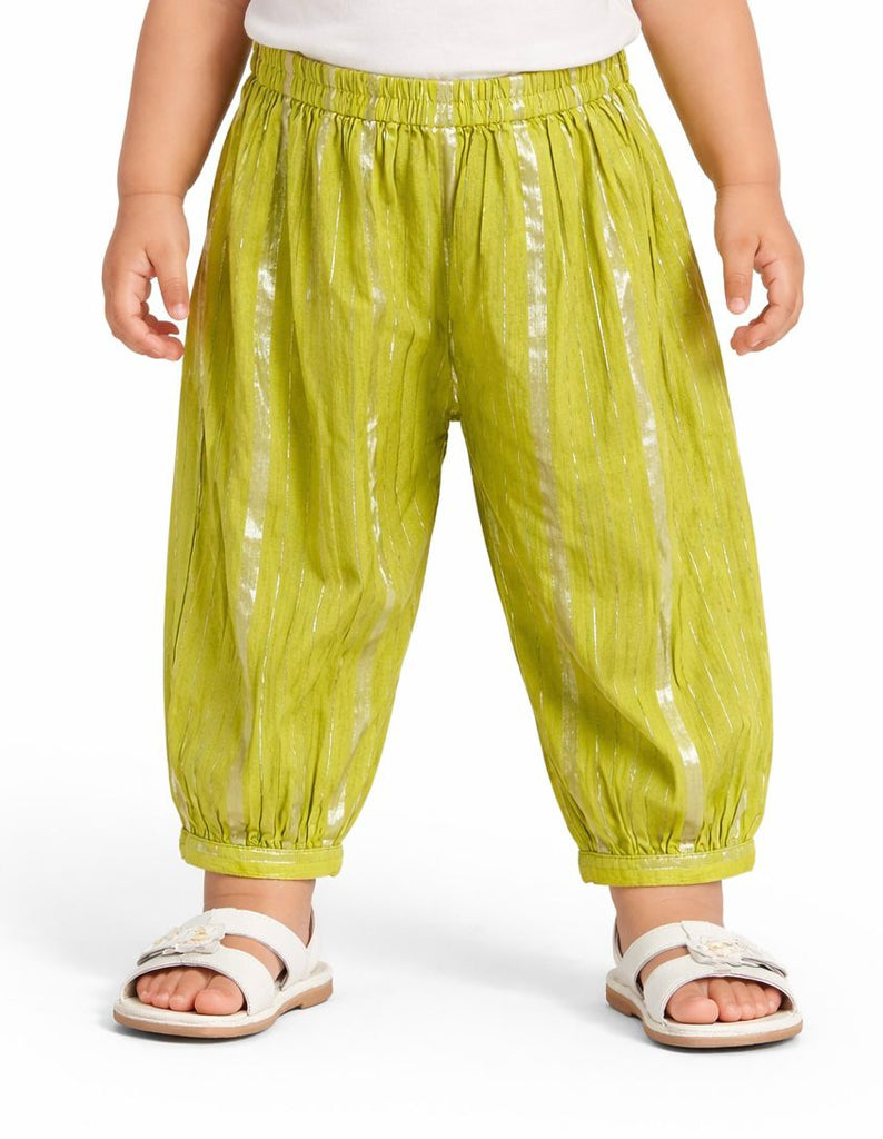 Pspeaches Baby Girls Beige & Green Ethnic Camel Print Cotton A-Line Kurta & Pant Set ( Sku-Ing-Camel )