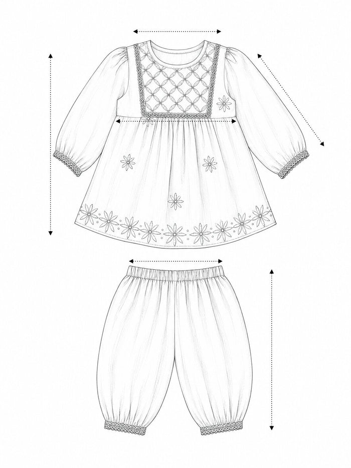 Pspeaches Baby Girl Yellow Ethnic Floral Print Cotton Peplum Set Kurta With Pant ( Sku-Ing-Ks-Yellowpeplum ) size chart
