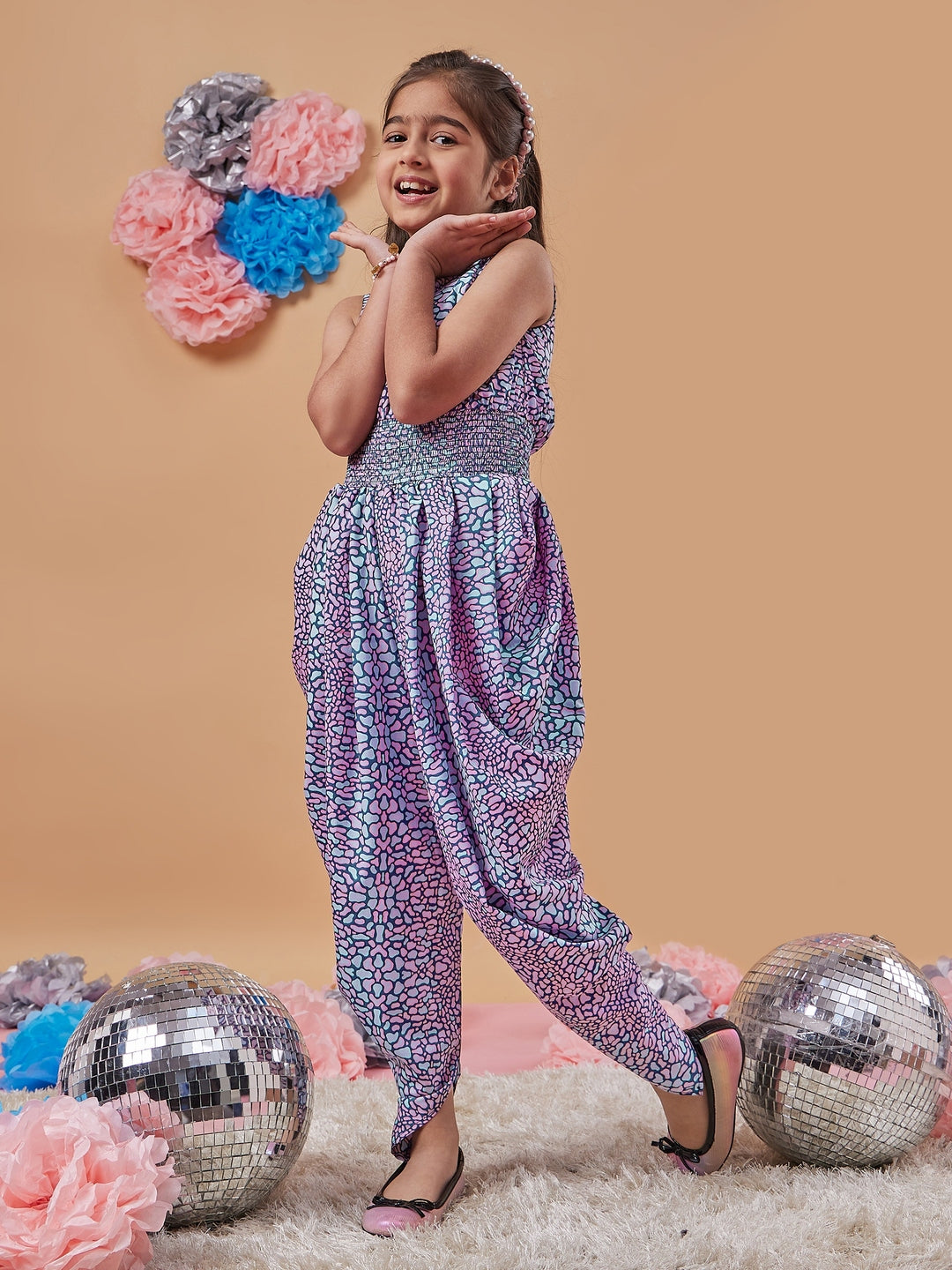 Girls Abstract Printed Basic Jumpsuit (j-abdhoti)