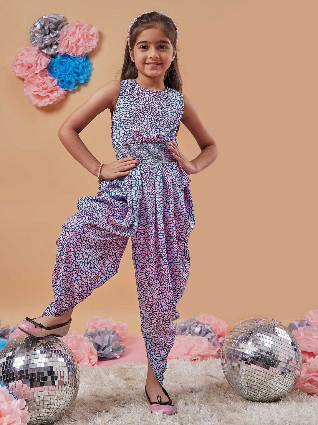 Girls Abstract Printed Basic Jumpsuit (j-abdhoti)