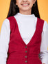Girls V-Neck Sleeveless Pure Cotton Basic Jumpsuit (s-burcord)