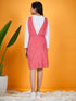 Girls V-Neck Sleeveless Pinafore With T-Shirt (s-pinkcord)