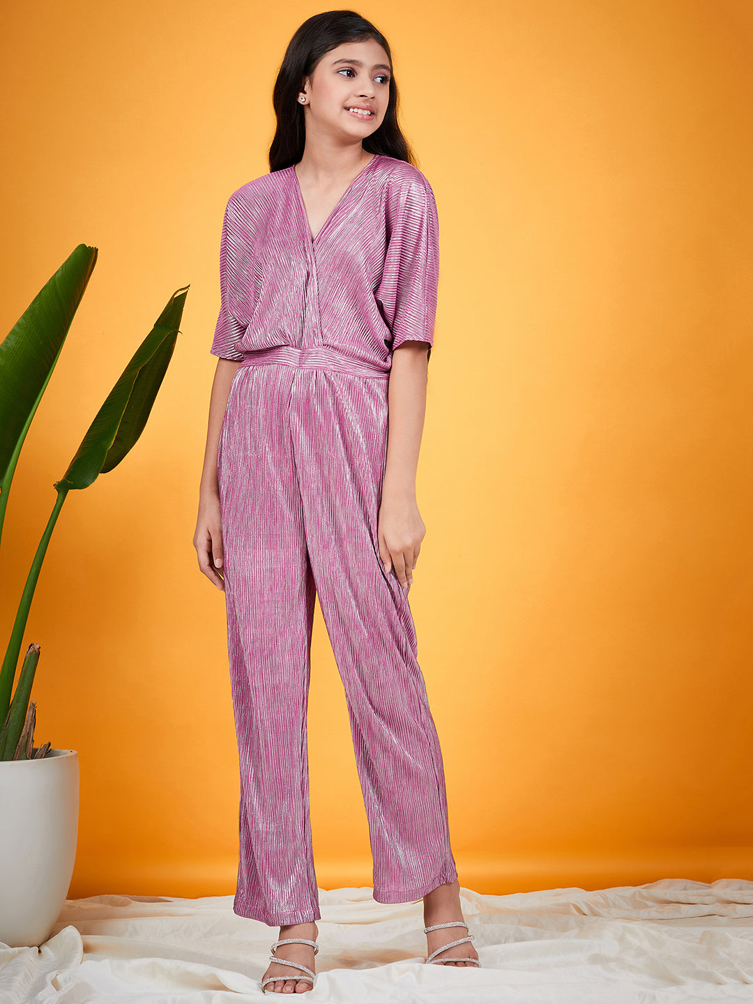 Girls V-Neck Basic Jumpsuit (j-purshimmer)