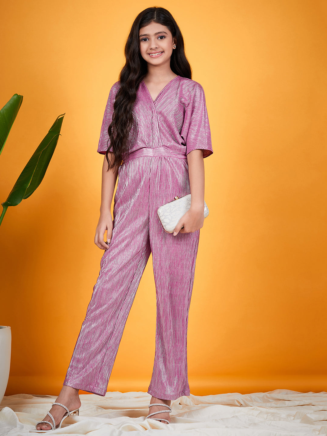 Girls V-Neck Basic Jumpsuit (j-purshimmer)