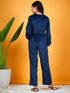 Girls Puff Sleeves Waist Tie Ups Basic Jumpsuit (j-velnavy)