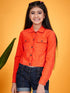 Girls Corduroy Tailored Jacket (jk-orange)