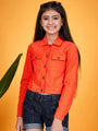 Girls Corduroy Tailored Jacket (jk-orange)