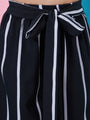 Girls Pure Cotton Crop Top With Trousers (s-blackstripe)