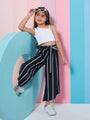 Girls Pure Cotton Crop Top With Trousers (s-blackstripe)