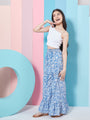 Girls Cut Out Crop Top With Palazzo (s-frillblue)