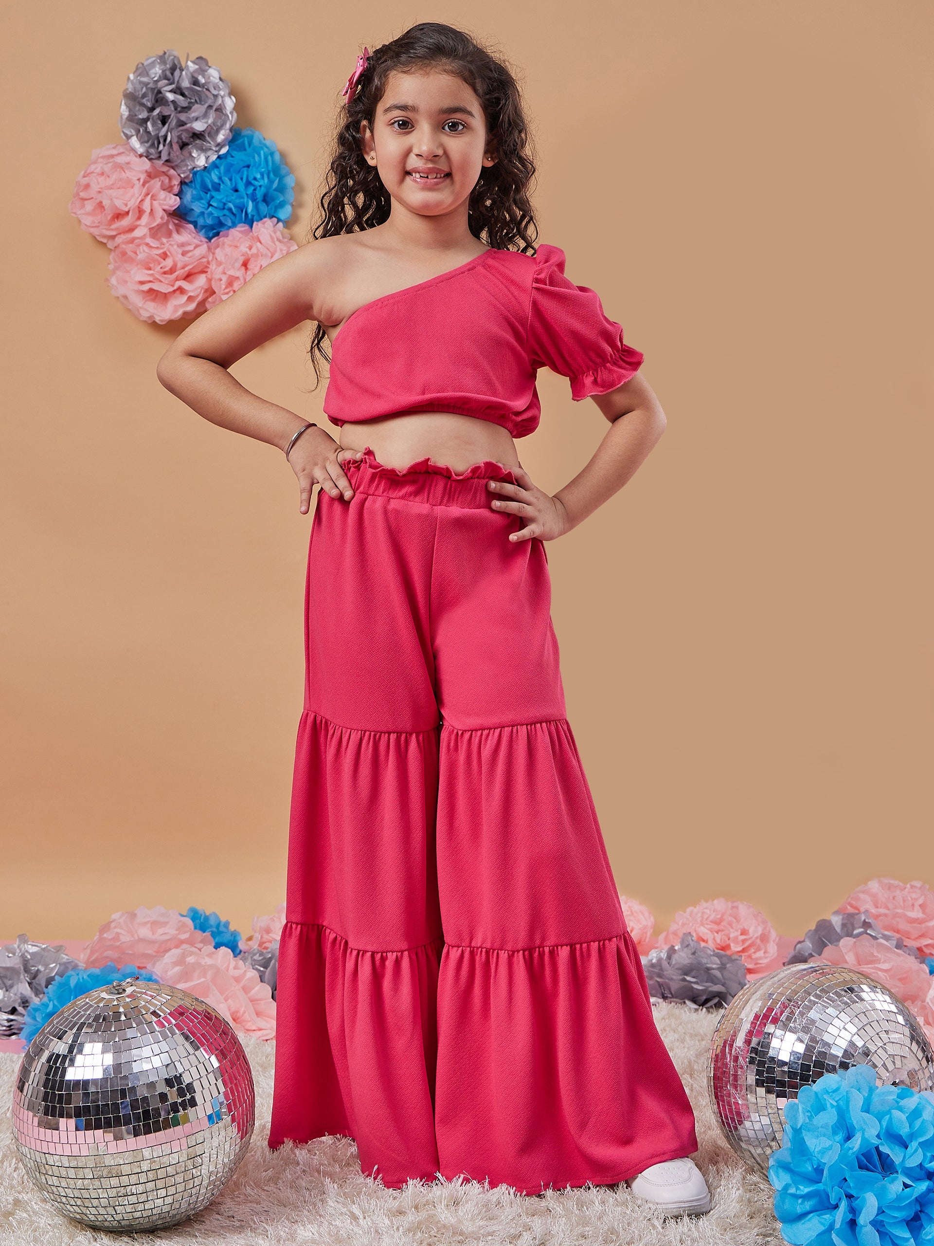 Girls One Shoulder Pure Wool Top with Palazzos (s-magvalentio)