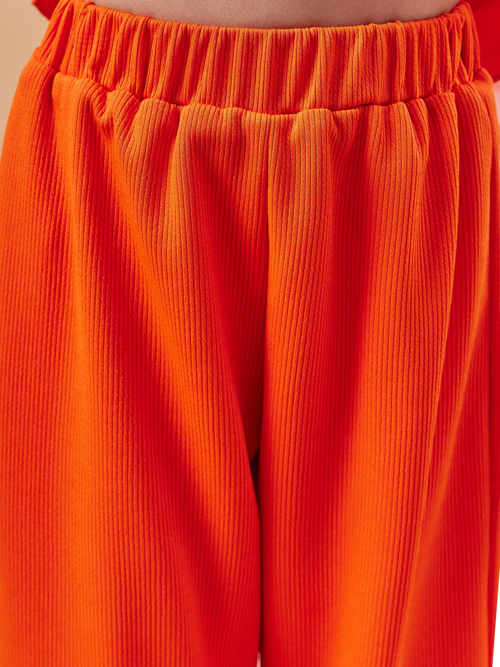 Girls Round Neck Top With Trousers (s-orangefrill)