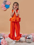 Girls Round Neck Top With Trousers (s-orangefrill)