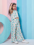 Girls Floral Printed Crop Top With Trousers (s-pineapple)