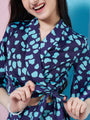 Girls Abstract Printed Crop Top With Trousers (s-satinnavy)
