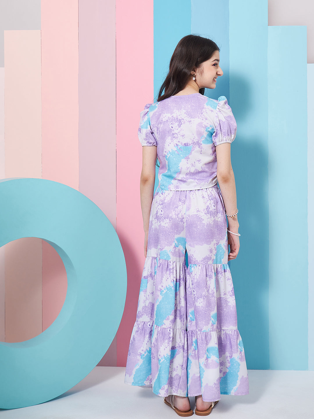Girls Tie Dye Top With Trousers (s-shadelilac)