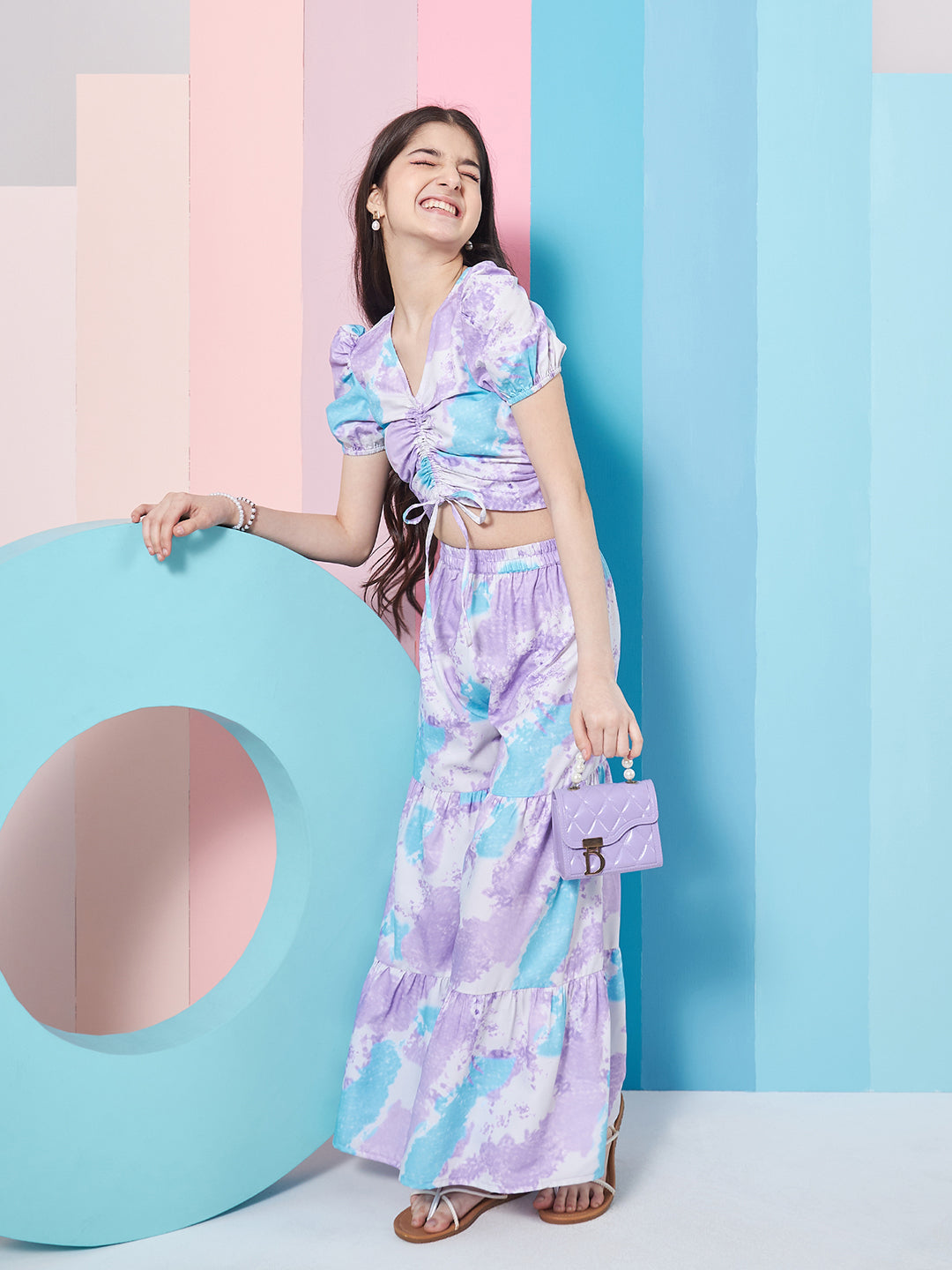 Girls Tie Dye Top With Trousers (s-shadelilac)